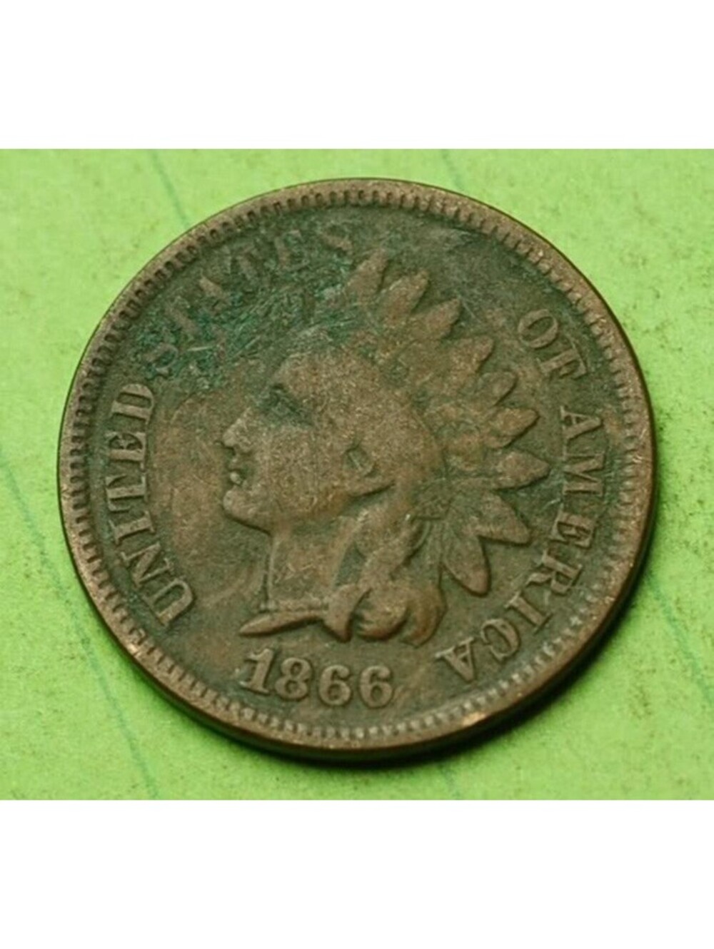 X455 1866 Indian Head Cent Penny 1c - Check Out Our Store KEY DATE